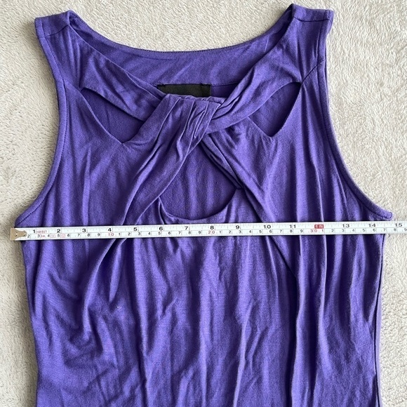 𝅺💜3/$15 Cynthia Rowley Bandage Top Twisted Neckline Sleeveless size S - Picture 4 of 7